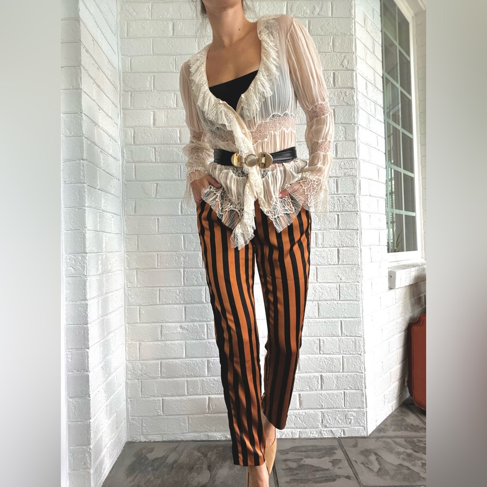 Satin Striped Pants w Pockets!